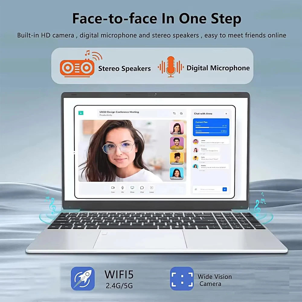 2026 15.6" Windows 11 Pro Laptop Computer Intel Core i9 10980HK 16GB 1TB Laptops Office Computer Fingerprint Unlock Notebook PC