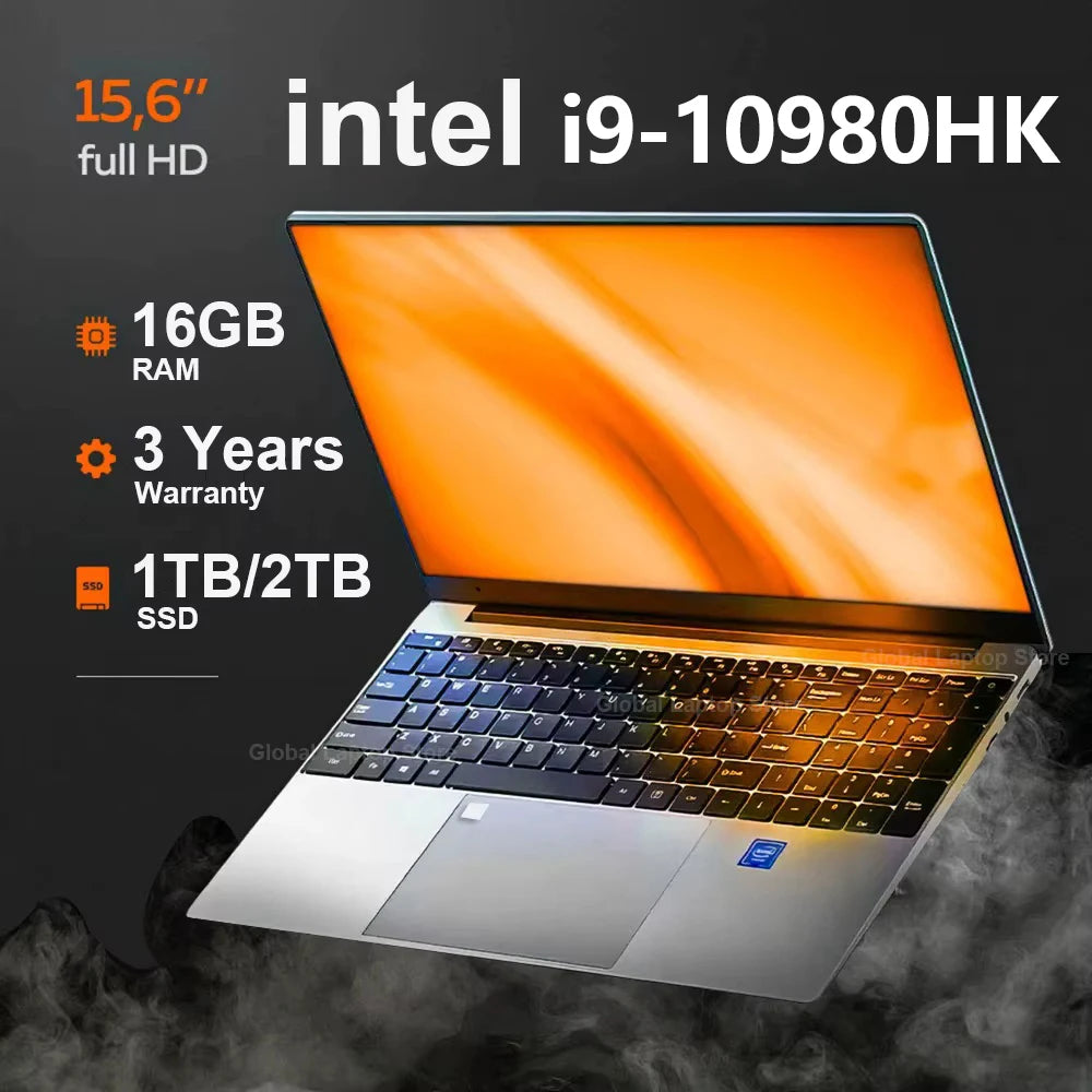 15.6 inch Portable Laptop Fingerprint Unlock Notebook 16GB 1TB Windows 11 Gaming Laptops Computer Intel i9-10980HK Notebook PC