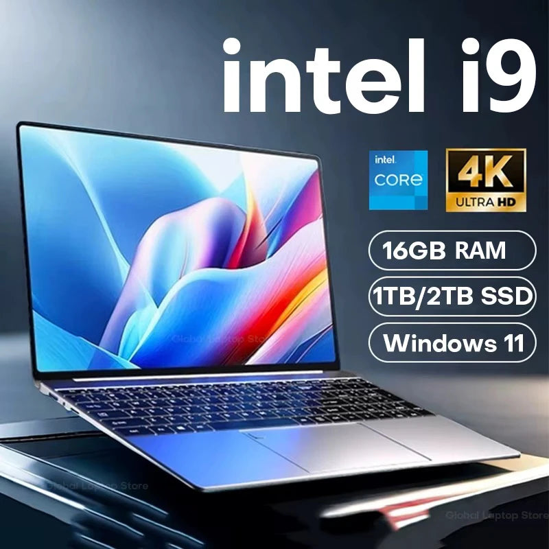 2026 15.6" Windows 11 Pro Laptop Computer Intel Core i9 10980HK 16GB 1TB Laptops Office Computer Fingerprint Unlock Notebook PC