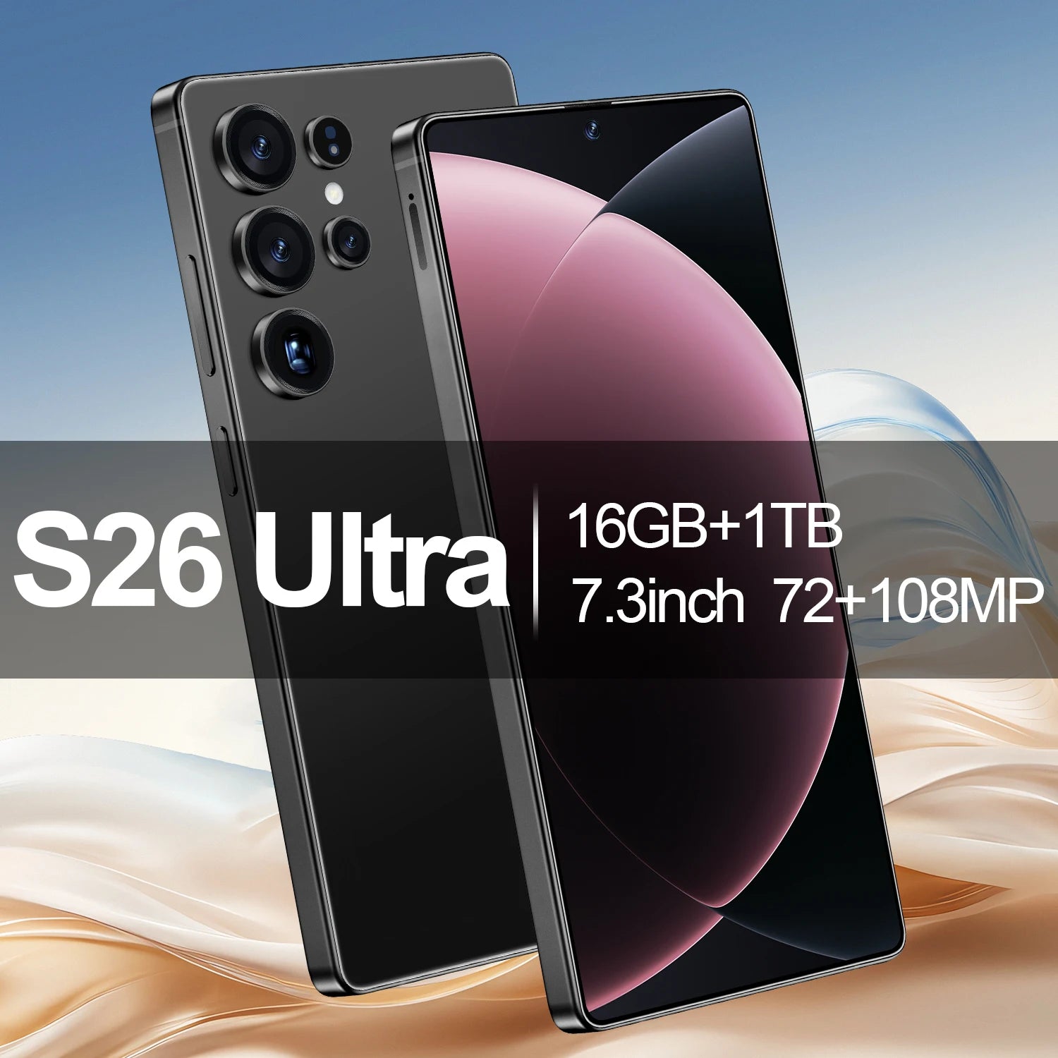 Brand New Unlocked 5G S26 Ultra 5G Smartphone 16GB+1TB 7.3 Inch HD 72+108MP Beauty Camera Android 14 Dual Card CDMA Gaming Phone