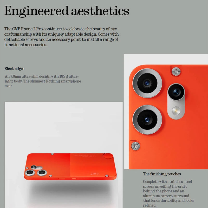 Global Version CMF Phone 2 Pro by Nothing 6.77 AMOLED 120Hz Display MTK Dimensity 7300 Pro 5G 5000 mAh Main Camera 50MP 33W