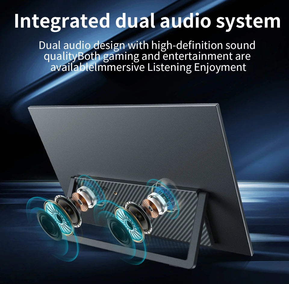 16" Portable Monitor 1200P IPS 100%sRGB 300Cd/m² Comes with dual speakers Travel Gaming Display for Laptop Switch ps4 ps5 Xbox