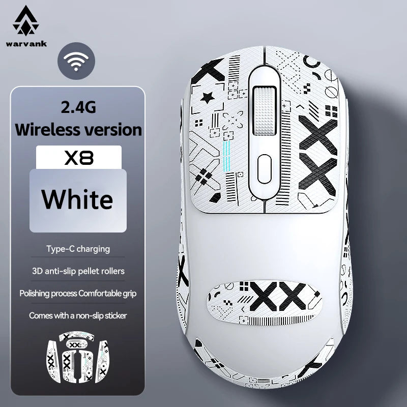 Warvank X8 Wireless Gaming Mouse 500mAh TYPE-C Rechargeable Office Mouse Suitable for Laptop Desktop Computers