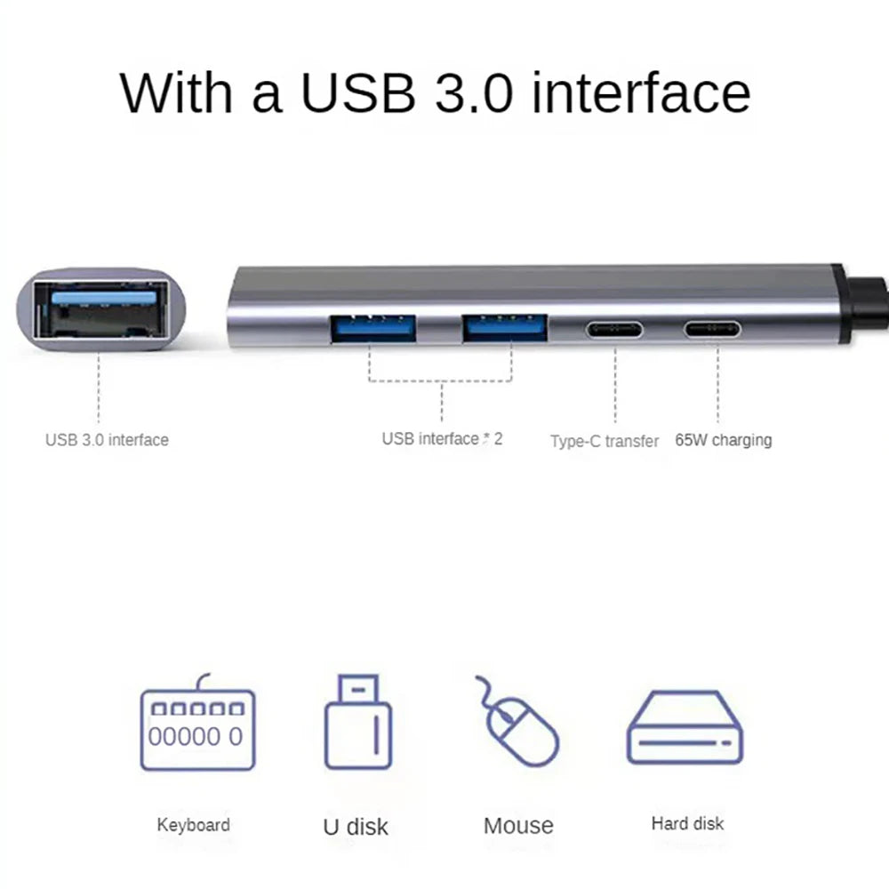 KEBIDUMEI 5-IN-2 USB C 3.0 HUB Type C to USB HUB PD 65W USB Splitter Adapter OTG 5Gbps Transmission For PC Laptop Macbook Pro