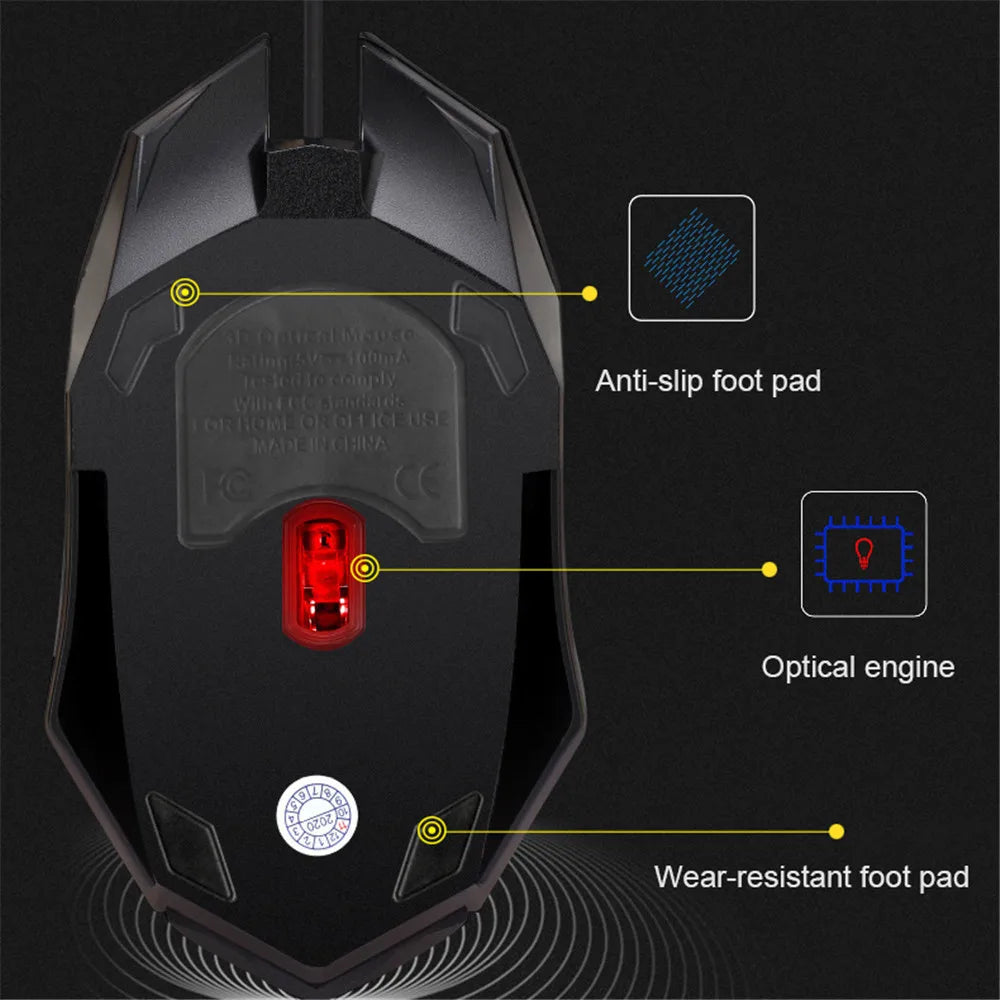 Esports USB Wired Mouse, Colorful LED Gaming Mouse, Wired Optical Mouse, Suitable for Desktop and Laptop Computers