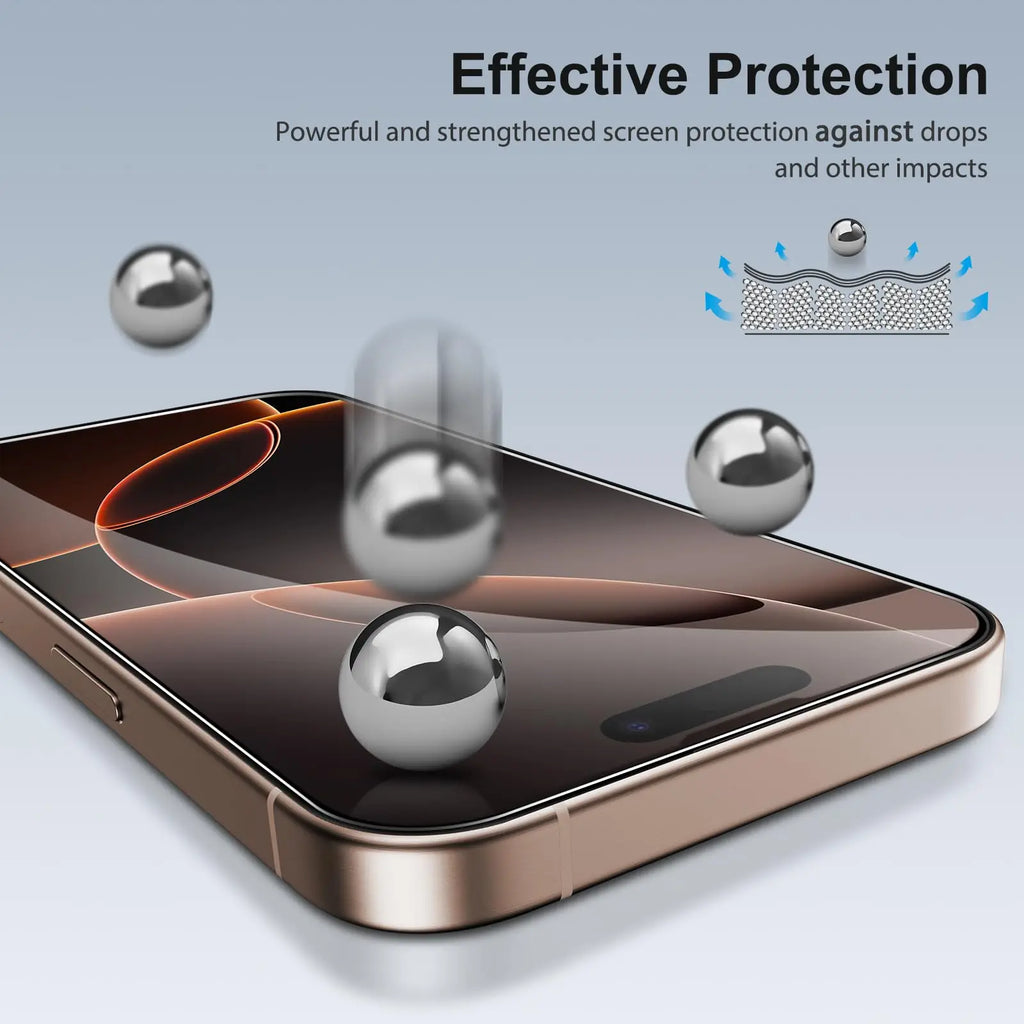 Screen Protector For iPhone 16e 16 Pro Max Plus, Tempered Glass HD Crystal  mica 9H Anti Scratch Case Friendly High Aluminum