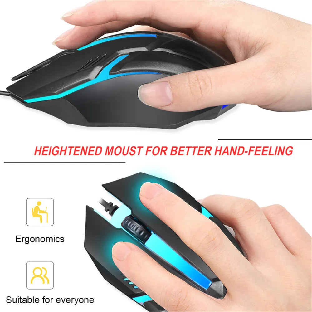 Esports USB Wired Mouse, Colorful LED Gaming Mouse, Wired Optical Mouse, Suitable for Desktop and Laptop Computers